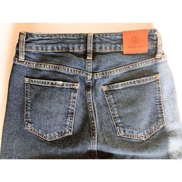 Anine Bing Lara Jeans Mid Indigo Size 26 Cropped Raw-edge - Picture 7 of 9